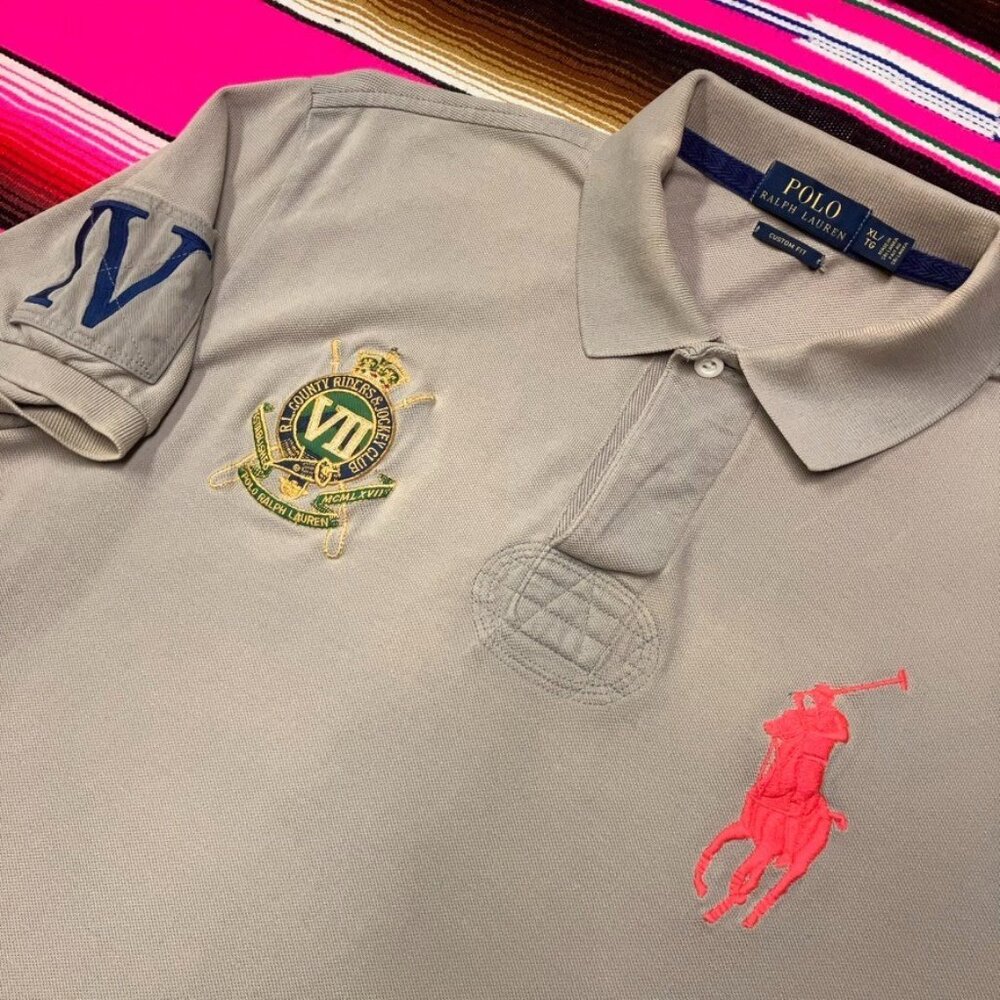 Polo Ralph Lauren Polo Shirt Men's XL Big Pink Pony Country Riders‎ Jockey Club